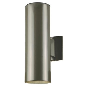Two-Light Outdoor Wall Fixture, Polished Graphite Finish on Steel Cylinder