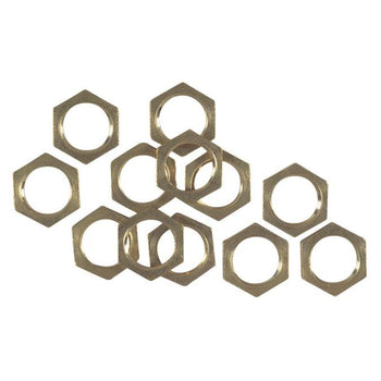 12 Hex Nuts, Solid Brass