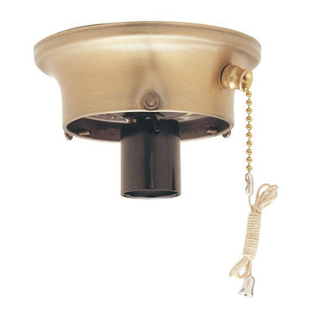 3 1/4-Inch Glass Shade Holder with Pull Switch, Antique Brass