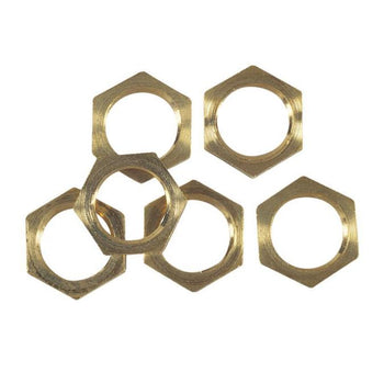 6 Hex Nuts, Solid Brass