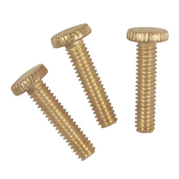 3 Knurled Head Steel Screws, Brass-Plated, 1/2-Inch Long