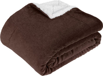 Plush Sherpa Fleece Throw Blanket Brown