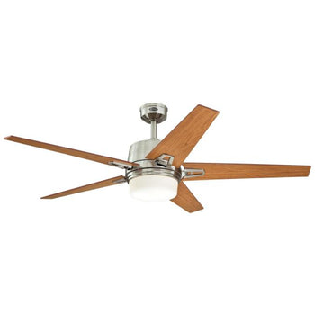 Zephyr 56-Inch Reversible Five-Blade Indoor Ceiling Fan, Brushed Nickel Finish with Dimmable LED Light Kit