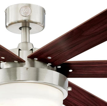 Alloy II 52-Inch Reversible Six-Blade Indoor Ceiling Fan, Brushed Nickel Finish with LED Light Kit