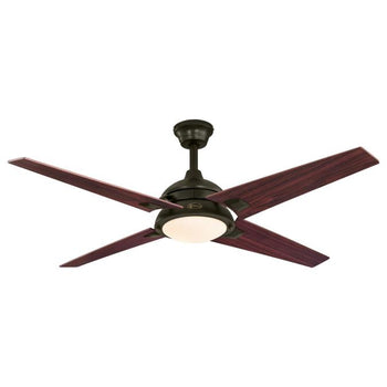 Desoto 52-Inch Reversible Four-Blade Indoor Ceiling Fan, Oil Rubbed Bronze Finish with LED Light Kit