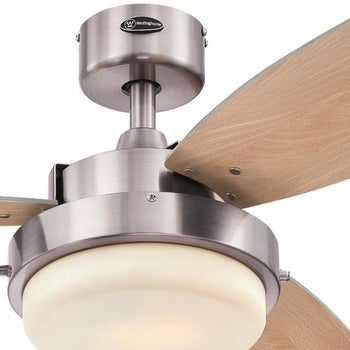 Alloy LED 52-Inch Reversible Three-Blade Indoor Ceiling Fan, Brushed Nickel Finish with LED Light Kit