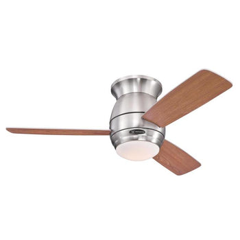 Halley 44-Inch Three-Blade Indoor Ceiling Fan, Brushed Nickel Finish with Dimmable LED Light Kit