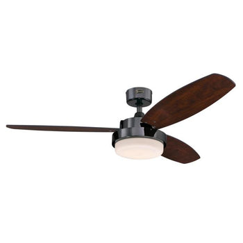 Alloy 52-Inch Reversible Three-Blade Indoor Ceiling Fan, Gun Metal Finish with Dimmable LED Light Kit, Remote Control Included