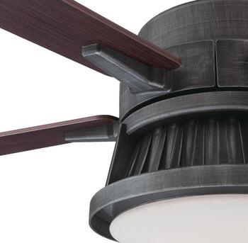 Chambers 60-Inch Reversible Five-Blade Indoor Ceiling Fan, Distressed Aluminum Finish with Dimmable LED Light Kit, Remote Control Included