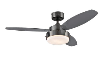 Alloy 42-Inch Three-Blade Indoor Ceiling Fan, Gun Metal Finish with LED Light Fixture