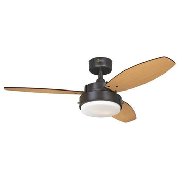 Alloy 42-Inch Three-Blade Indoor Ceiling Fan, Oil Rubbed Bronze Finish with LED Light Fixture