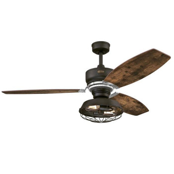 Thurlow LED 54-Inch Three-Blade Indoor Ceiling Fan, Weathered Bronze Finish with Dimmable LED Light Fixture, Remote Control Included