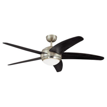 Bendan 52-Inch Five-Blade Indoor Ceiling Fan, Satin Chrome Finish with Dimmable LED Light Fixture, Remote Control Included