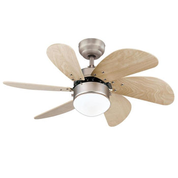 Turbo Swirl 30-Inch Six-Blade Indoor Ceiling Fan, Brushed Aluminum Finish with Dimmable LED Light Fixture