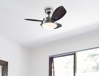 Wengue 30-Inch Three-Blade Indoor Ceiling Fan, Chrome Finish with LED Light Fixture