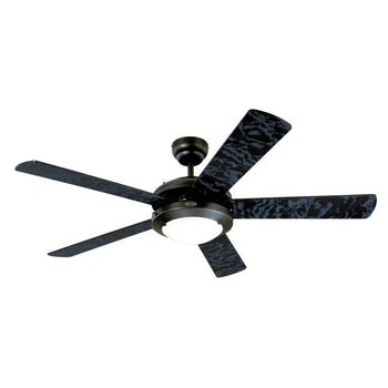Comet 52-Inch Five-Blade Indoor Ceiling Fan, Matte Black Finish with Dimmable LED Light Fixture