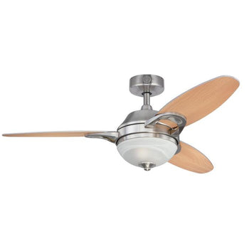 Arcadia 46-Inch Three-Blade Indoor Ceiling Fan, Brushed Nickel Finish with Dimmable LED Light Fixture, Remote Control Included