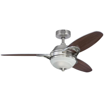 Arcadia 46-Inch Three-Blade Indoor Ceiling Fan, Brushed Nickel Finish with Dimmable LED Light Fixture, Remote Control Included
