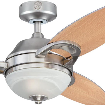 Arcadia 46-Inch Three-Blade Indoor Ceiling Fan, Brushed Nickel Finish with Dimmable LED Light Fixture, Remote Control Included