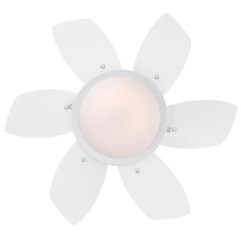 Quince 24-Inch Six-Blade Indoor Ceiling Fan, White Finish with Dimmable LED Light Fixture
