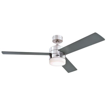 Alta Vista 52-Inch Three-Blade Indoor Ceiling Fan, Brushed Nickel Finish with Dimmable LED Light Fixture, Remote Control Included