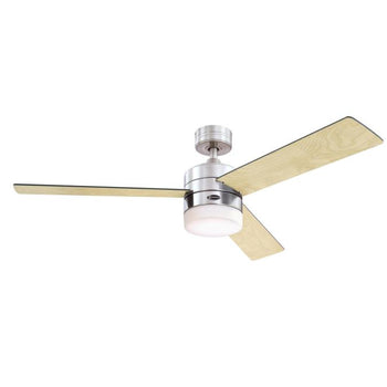 Alta Vista 52-Inch Three-Blade Indoor Ceiling Fan, Brushed Nickel Finish with Dimmable LED Light Fixture, Remote Control Included