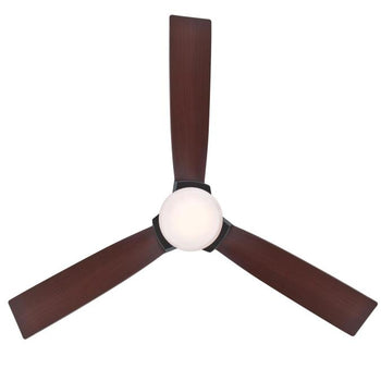 Evan 52-Inch Three-Blade Indoor Ceiling Fan, Matte Black Finish with LED Light Fixture, Remote Control Included