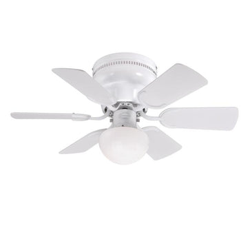 Petite 30-Inch Six-Blade Indoor Ceiling Fan, White Finish with LED Light Fixture