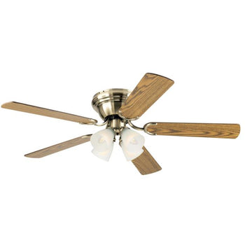 Contempra IV 52-Inch Five-Blade Indoor Ceiling Fan, Antique Brass Finish with Dimmable LED Light Fixture