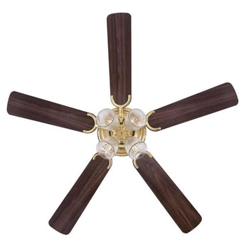 Contempra IV 52-Inch Five-Blade Indoor Ceiling Fan, Polished Brass Finish with Dimmable LED Light Fixture