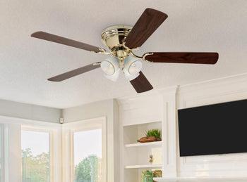 Contempra IV 52-Inch Five-Blade Indoor Ceiling Fan, Polished Brass Finish with Dimmable LED Light Fixture