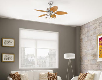 Xavier 44-Inch Five-Blade Indoor Ceiling Fan, Brushed Nickel Finish with Copper Accents and Dimmable LED Light Fixture