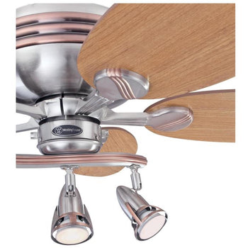 Xavier 44-Inch Five-Blade Indoor Ceiling Fan, Brushed Nickel Finish with Copper Accents and Dimmable LED Light Fixture