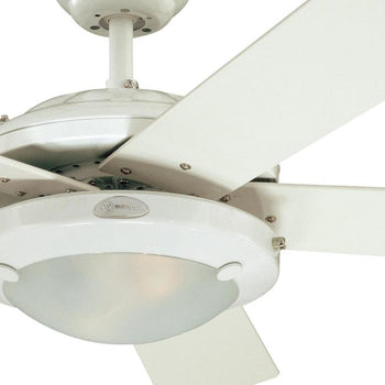Comet 52-Inch Five-Blade Indoor Ceiling Fan, White Finish with Dimmable LED Light Fixture