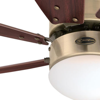 Turbo Swirl 30-Inch Six-Blade Indoor Ceiling Fan, Antique Brass Finish with Dimmable LED Light Fixture