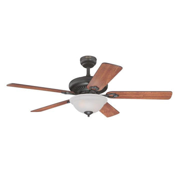 Fairview 52-Inch Five-Blade Indoor Ceiling Fan, Oil Rubbed Bronze Finish with Dimmable LED Light Fixture, Remote Control Included