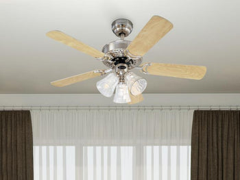 Newtown 42-Inch Five-Blade Indoor Ceiling Fan, Brushed Nickel Finish with Dimmable LED Light Fixture