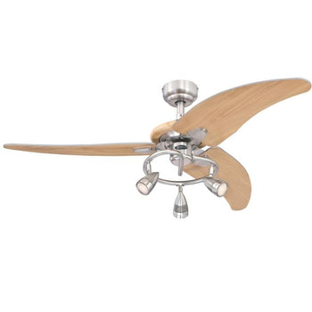 Elite 48-Inch Three-Blade Indoor Ceiling Fan, Brushed Nickel Finish with Dimmable LED Light Fixture