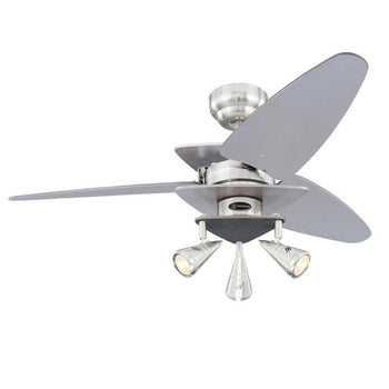Vector Elite 42-Inch Three-Blade Indoor Ceiling Fan, Brushed Nickel Finish with Graphite Accents and Dimmable LED Light Fixture