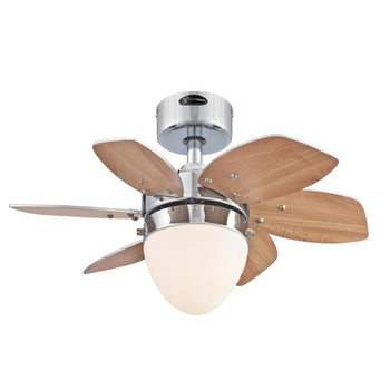 Origami 24-Inch Six-Blade Indoor Ceiling Fan, Chrome Finish with Dimmable LED Light Fixture