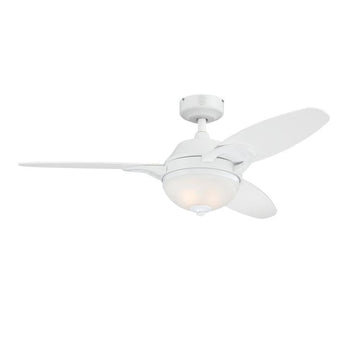 Arcadia 46-Inch Three-Blade Indoor Ceiling Fan, White Finish with Dimmable LED Light Fixture, Remote Control Included