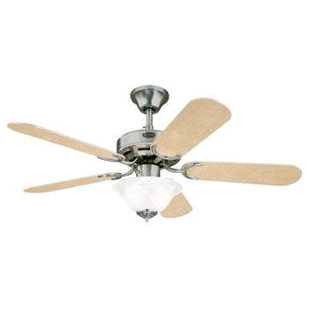 Richboro SE 42-Inch Five-Blade Indoor Ceiling Fan, Brushed Nickel Finish with Dimmable LED Light Fixture