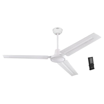 Jax Industrial-Style 56-Inch Three-Blade Indoor Ceiling Fan, White Finish, Remote Control Included