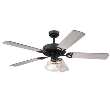 Scholar 52-Inch Five-Blade Indoor Ceiling Fan, Matte Black Finish with Dimmable LED Light Fixture