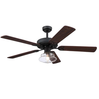 Scholar 52-Inch Five-Blade Indoor Ceiling Fan, Matte Black Finish with Dimmable LED Light Fixture