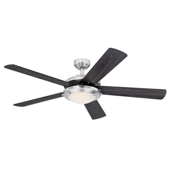 Comet 52-Inch Five-Blade Indoor Ceiling Fan, Brushed Nickel Finish with Dimmable LED Light Fixture