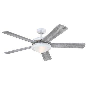 Comet 52-Inch Five-Blade Indoor Ceiling Fan, White Finish with Dimmable LED Light Fixture