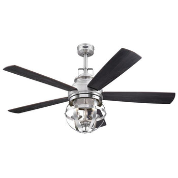 Stella Mira 52-Inch Five-Blade Indoor Ceiling Fan, Brushed Nickel Finish with Dimmable LED Light Fixture, Remote Control Included