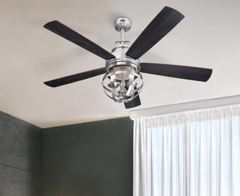 Stella Mira 52-Inch Five-Blade Indoor Ceiling Fan, Brushed Nickel Finish with Dimmable LED Light Fixture, Remote Control Included
