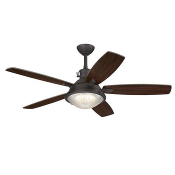 Oyster Bay 52-Inch Five-Blade Indoor Ceiling Fan, Black-Bronze Finish with Dimmable LED Light Fixture, Remote Control Included